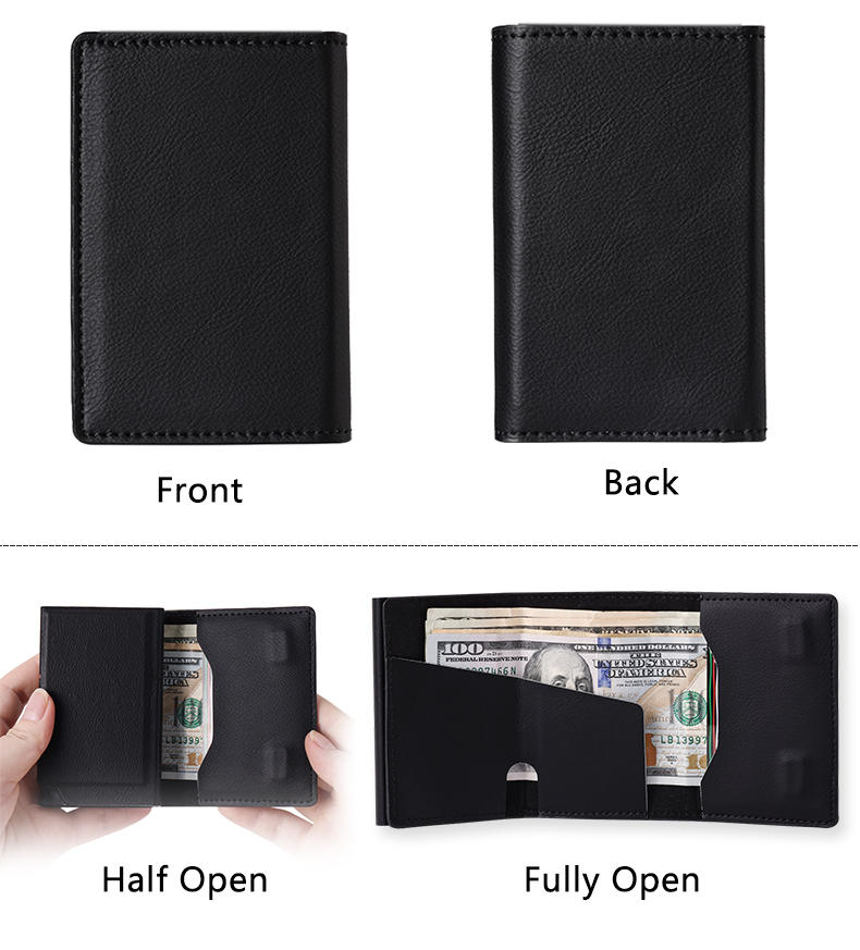 Cowhide Magnetic Folding RFID Wallet