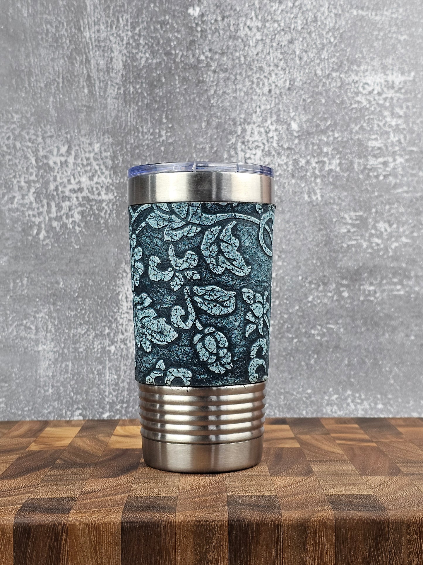 Cowhide Insulated Tumblers - Teal Floral