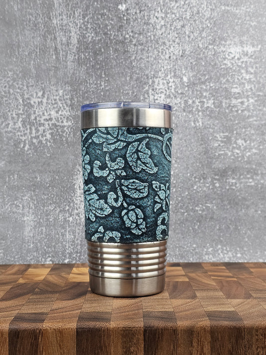 Cowhide Insulated Tumblers - Teal Floral