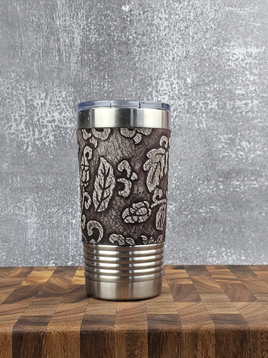 Cowhide Insulated Tumblers - Brown Floral
