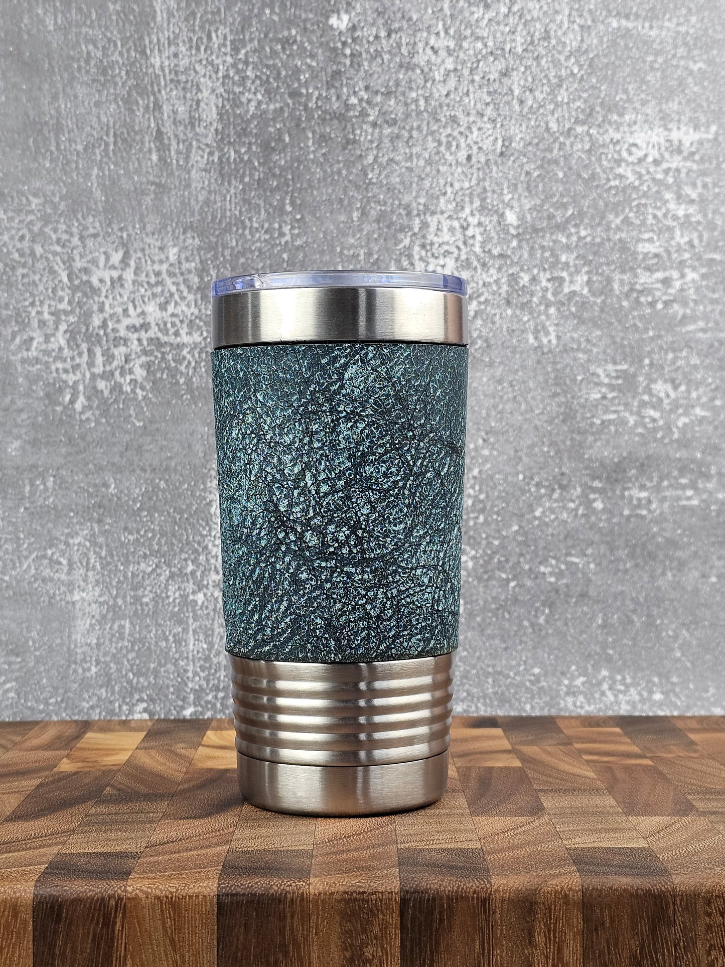 Cowhide Insulated Tumblers - Teal Stone