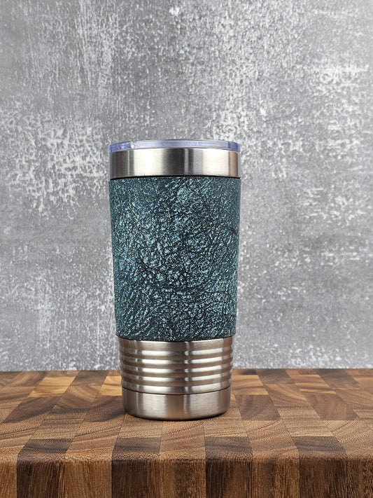 Cowhide Insulated Tumblers - Teal Stone