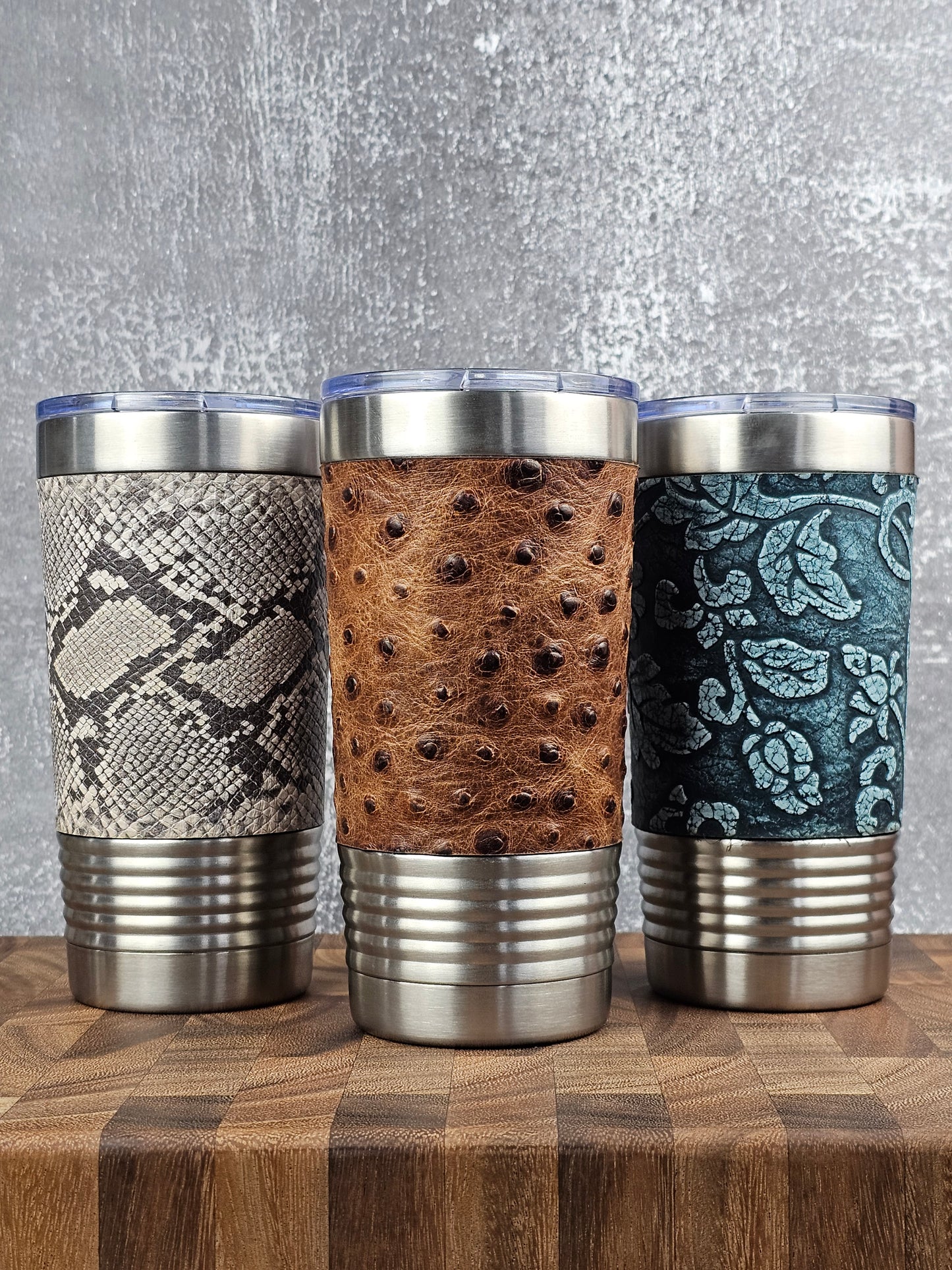 Cowhide Insulated Tumblers - Brown and Tan Hair-On Cowhide