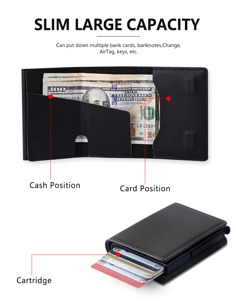 Cowhide Magnetic Folding RFID Wallet