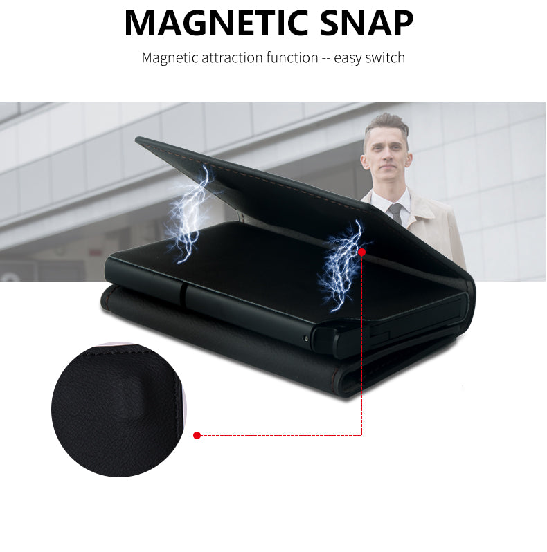Cowhide Magnetic Folding RFID Wallet